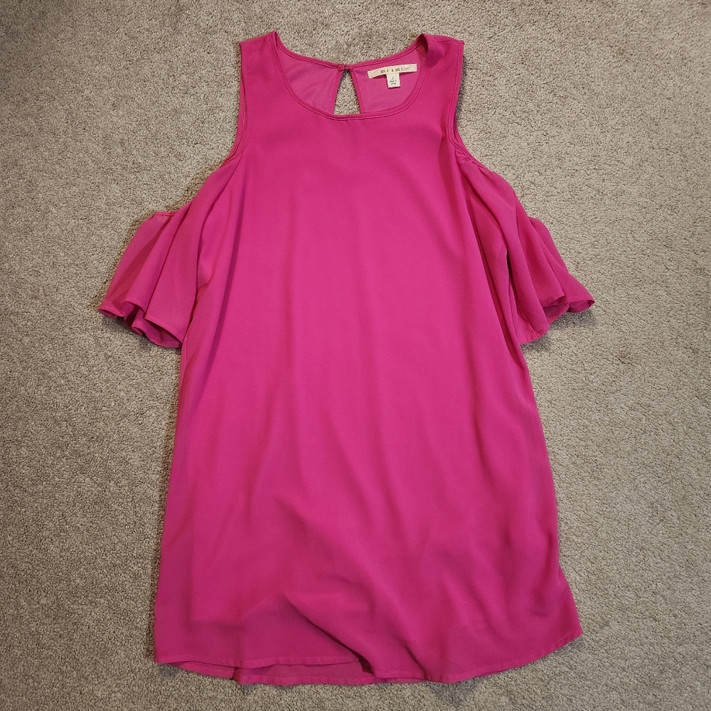 Francesca's Pink Cold Shoulder Dress Small
